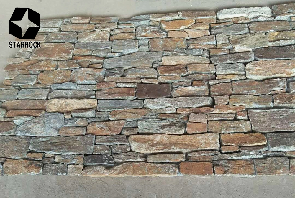 Rusty Quartz Nature Culture Stone for Home Decoration Stacked Slate Z Shape Wall Cladding for Wall Panel