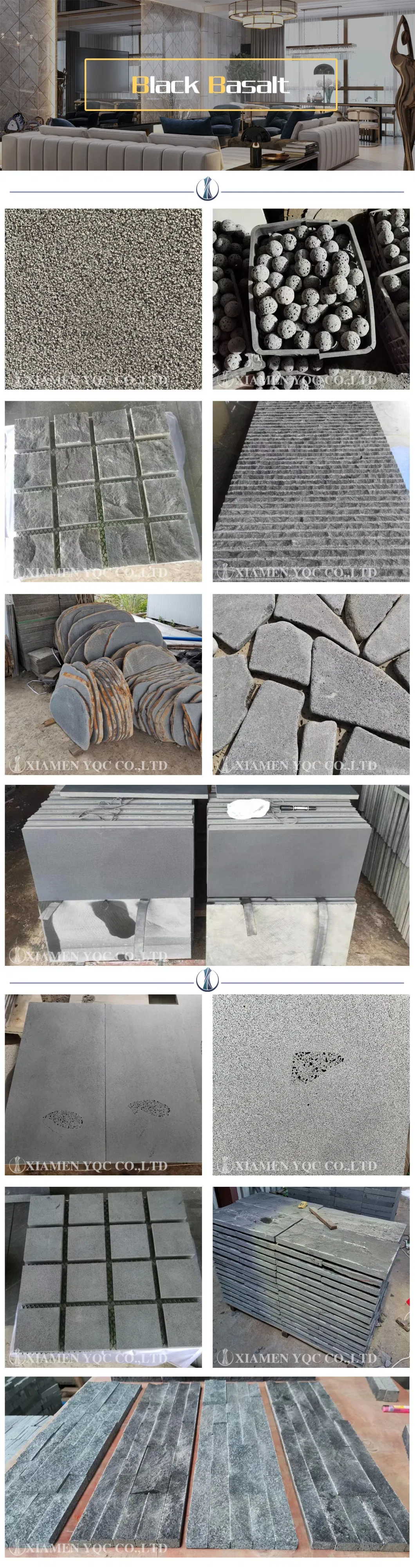 Hainan Black/Grey Basalt Bluestone Volcanic/Lava Culture Stone Split/Honed for Wall Panels/Flagstone/Tiles/Kerbs for Garden/Villa Project Price