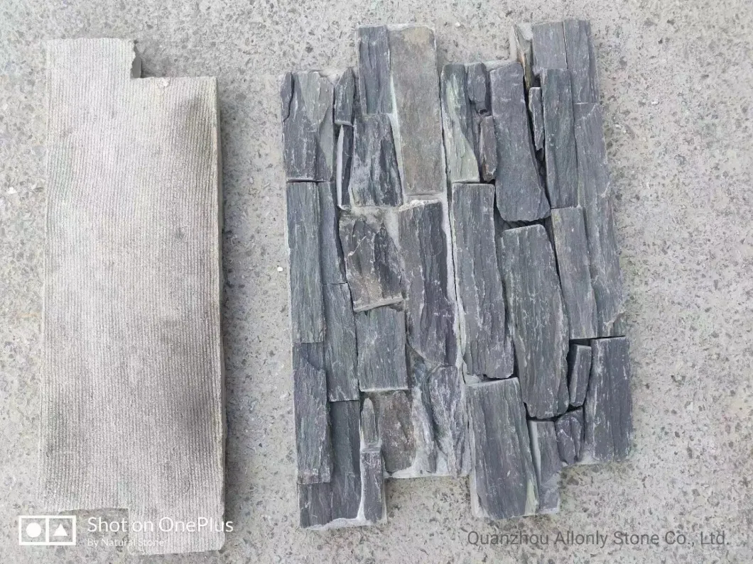 Wholesale Natural Ledgestone Black Slate Stacked Stone for Outdoor Wall Cladding