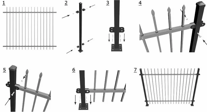 Powder Coated Wire Mesh Railing Metal Fence Pressed Spear Top Steel Fence Iron Gate Fence Garden Fence /Fence /Fencing/Galvanized Gabion Wall